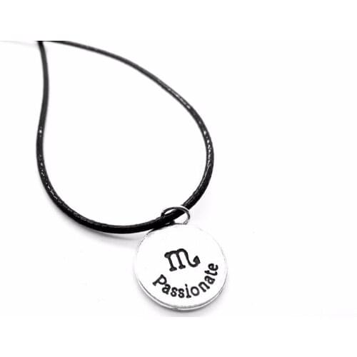 Zodiac Scorpio Necklace Signs 12 Constellation Rope Necklace Horoscope Disc Passionate Scorpion Leather Necklaces