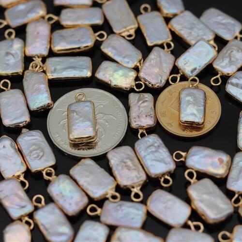 5PCS Natural Pearl Connector Rectangle For DIY Bracelet Temperament Generous Decorative Design Jewelry 8x16-10x18mm