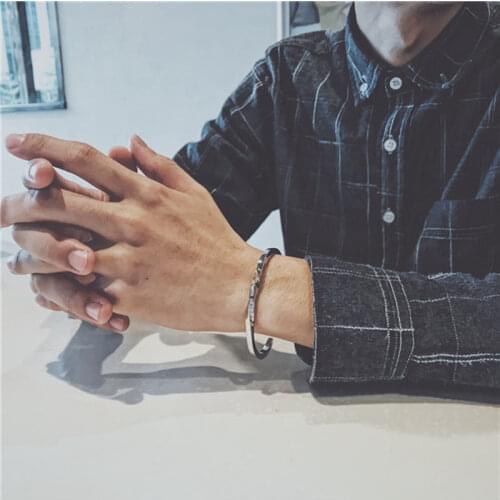 Adjustable Open Cuff Bangle Bracelet For Men Vintage Alloy Twisted Carved Jewelry Accessories Valentines Day Gift For Boyfriend