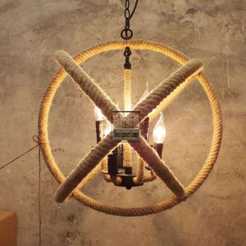 Retro 3 pendant lights Hemp Rope lamps 90-260v Country vintage Ceiling Lamp Country Style lighting fixtures for Hallway lobby