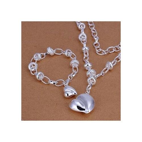 S014 N925 Hot Selling Silver color jewelry set, fashion jewelry set Peach Heart /aiiaizpa auaajlha