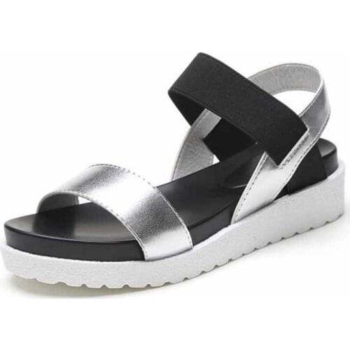 2021 Summer New women sandals platform Fashion Casual Thick Bottom Elastic Fish Mouth Sandals for Girls Muffin Buckle Roman