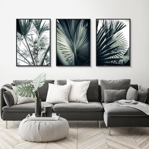 Green Plant Botanical Palm Leaf Print Modern Canvas Poster Painting Modern Wall Art Picture for Living Room Decor Unframed