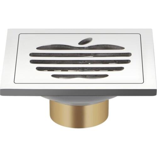 Stainless steel floor drain, copper self-sealing deodorant core, square 6 cm thick and large displacement bright floor drain