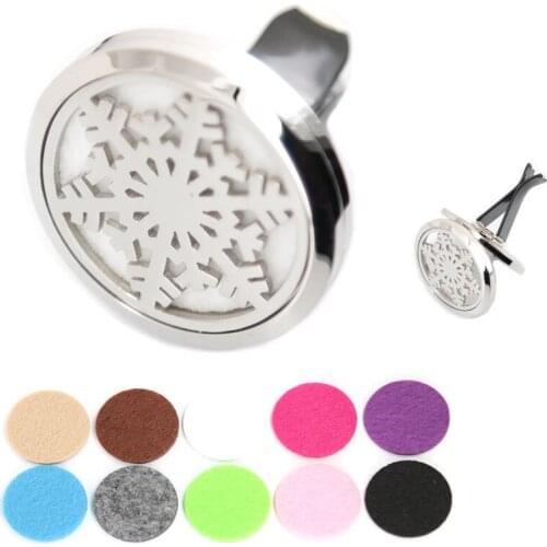 AMYA Jewelry Christmas Flower 38mm Diffuser 316 Stainless Steel Car Aroma Locket Essential Oil Car Diffuser Lockets Free Pads