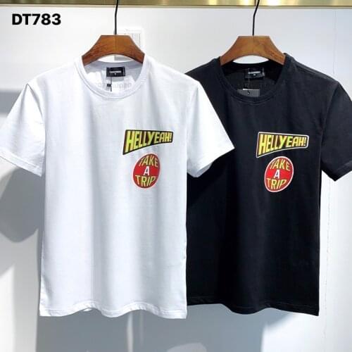 Dsquared2 New Men/Women Street Hip-Hop Round Neck Short-Sleeved T-Shirt Cotton Locomotive Letter Printing Casual Tee DT783