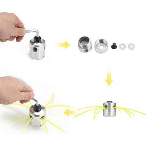 Universal Aluminum Grass Trimmer Head With 4 Lines Brush Cutter Head Thread Nylon Grass Cutting Line Head for Lawn Mower Silver