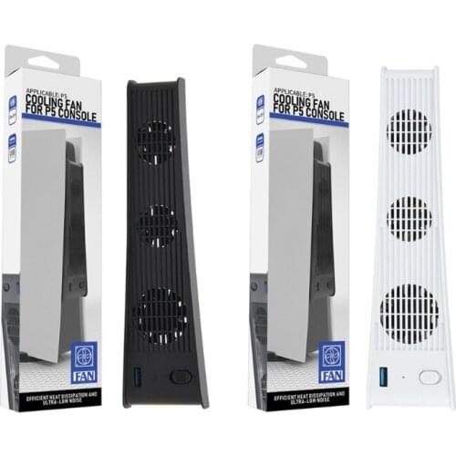 For PS5 Vertical Stand with Cooling Fan USB Controller Charger Game Console Charging Station Fan Cooler