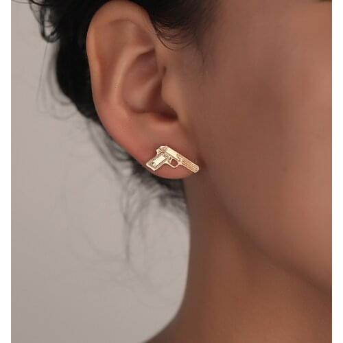 Vintage Gun Earrings For Men Women Girls Harajuku Pistol Stud Punk Weapon Jewelry for Lovers