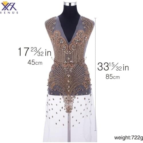 XFX VENUS 1pc beautiful flowers beaded bodice applique and crystal bodice Lady handmake Wedding Dress Accessories