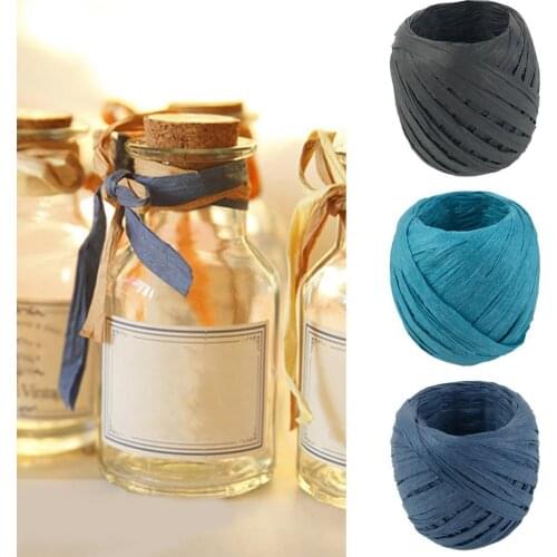 1 Roll Paper Ribbon Wear-resistant Multi-Purpose 17 Colors Raffia Ribbon Paper Rope for DIY Craft Gift Packing Wrapping Decor