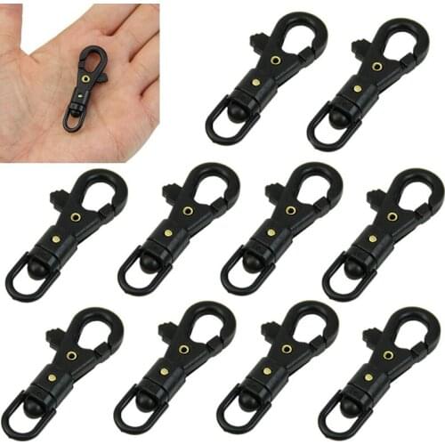 10Pcs Black Mini Rotatable Buckle Hang Quickdraw Key Chain Outdoor Survival Carabiner EDC Tool Outdoor Tools Wholesale