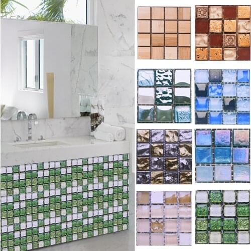 10Pcs/lot 10x10cm Mosaic Self Adhesive Tile Backsplash Wall Sticker Vinyl Bathroom Kitchen Home Decor DIY Waterproof PVC Tiles
