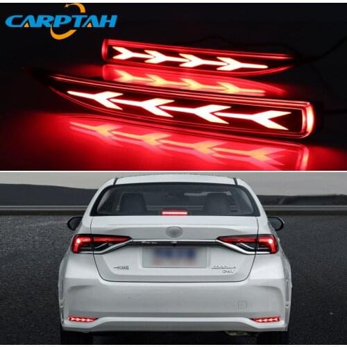 2PCS For Toyota Corolla 2019 2020 Rear Fog Lamp Multi-function Car LED Bumper Light Brake Light Turn Signal Indicator Reflector