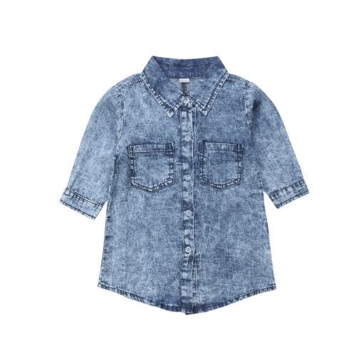 2018 Brand Kids Baby Girls Casual Denim Dress Princess Dress Party Pageant Outfits Size 2-6T