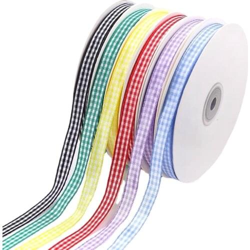 5 yards / pack 10mm 15mm 25mm Lattice Plaid Ribbons Bow Ribbon Gift Wrapping Polyester Ribbon Handmade DIY Accessories