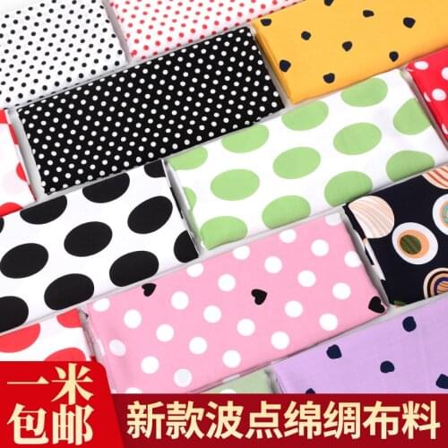 50cm*140cm / Piece, Summer Polka Dot Printed Cotton Cloth, Dress, Skirt, Curtain, Home Decoration Fabric, DIY Handmade Material