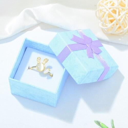 6Pcs Bow Jewelery Organizers Storage Ring Earring Jewelery Case Square Christmas Gifts Package Boxes Mix-color
