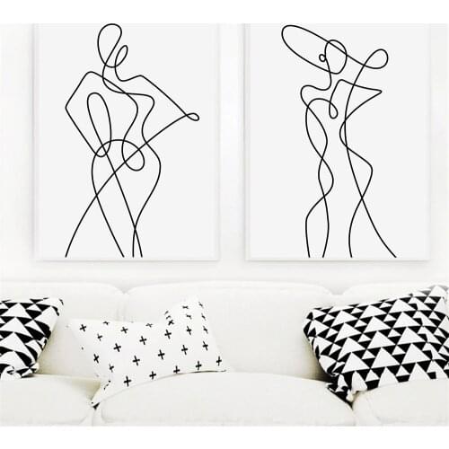 Abstract Figure Body Art Canvas Poster One Line Drawing Print Minimalist Wall Art Painting Lady Line Posters Picture Home Decor