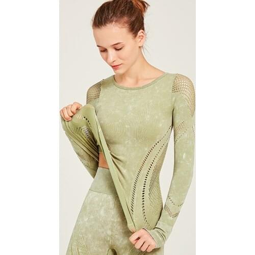 Seamless Women Yoga Set Workout Sportswear Gym Clothing Fitness Long Sleeve Crop Top High Waist Leggings Sports Suits