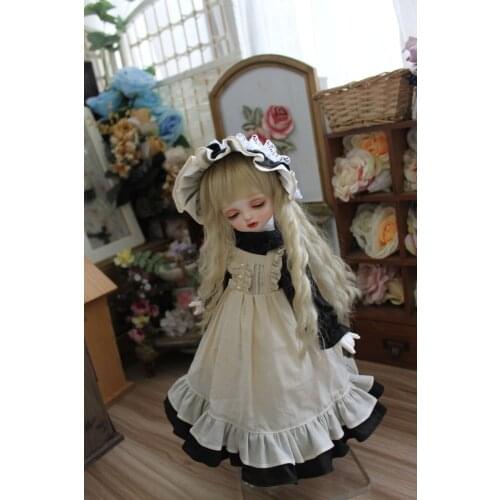 BJD doll dress is suitable for 1/31/41/6MSD and Blythes fashion dress court set dress + white hair accessories two-piece set