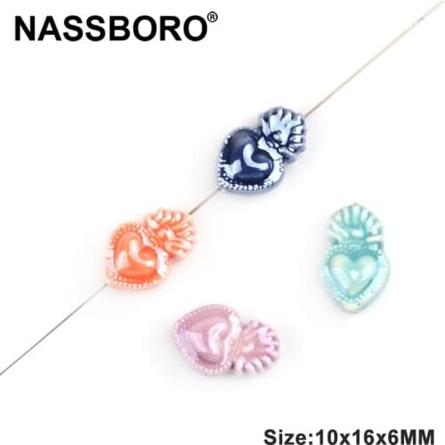 Heart Shape Ceramic Beads for Jewelry Making 10x16x6mm Charms Beads Diy Bracelet Necklace Accessories Women Girls Gifts