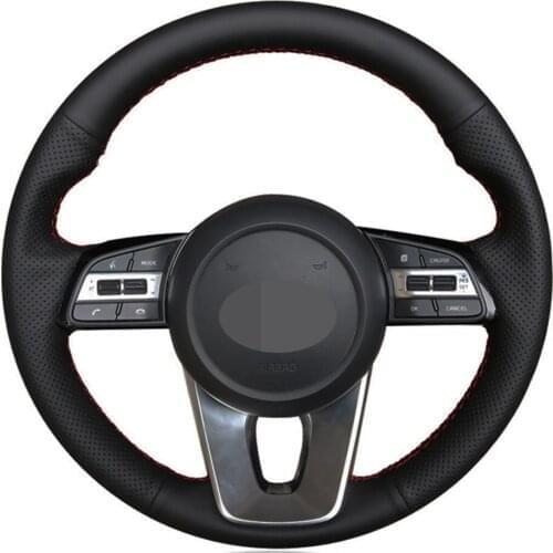 Car Steering Wheel Cover Hand-stitched Black Artificial Leather For Kia K5 Optima 2019 Cee'd Ceed 2019 Forte Cerato (AU) 2018