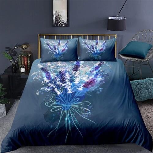 Floral 3D Lavender Printed Duvet Quilt Cover Pillowcase Bedding Set Adult Child Bedroom Home Textiles Single Twin Queen King