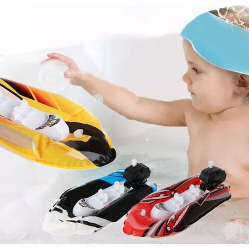 Baby Toy Kid Clockwork Wind Up Inflatable Boat Ship Play Water Bathroom Bath Toy