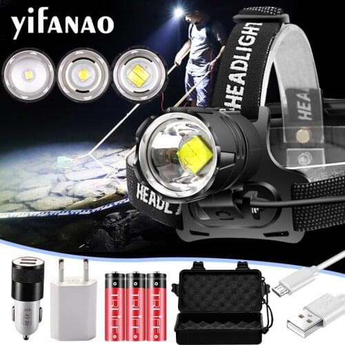 High Power XHP90.2 LED Headlamp Flashlight XHP70.2/XHP50/V6 Camping headlight Portable lantern Head Lamp Zoomable USB Torches