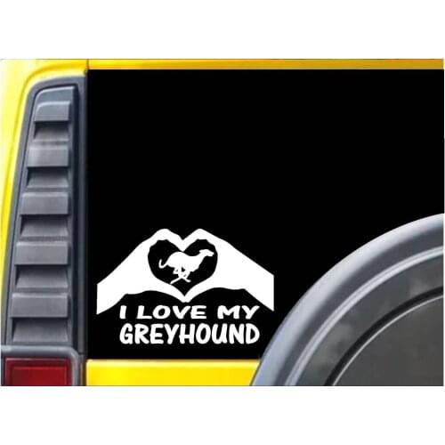 Greyhound Hands Heart Sticker k039 8 inch dogracing muzzle decal computer Sticker