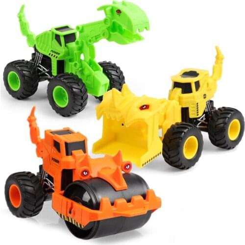 Dinosaur Toys Friction Car Tyrannosaurus Engineering Vehicle Bulldozer Excavator Model Boys Children Birthday Gifts
