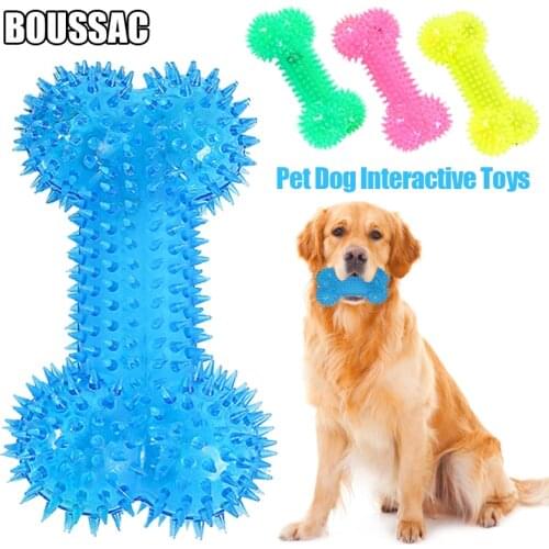 Pet Dog Toys Chew Squeaky Rubber Toys Funny Thorn Bones Shape TPR Molar Chew Toys for Dogs Interactive Training Cleaning Teeth