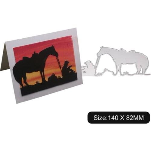 Owner and Horse Metal Cutting Dies Stencil DIY Scrapbooking Album Stamp Paper Card Embossing Decor Craft