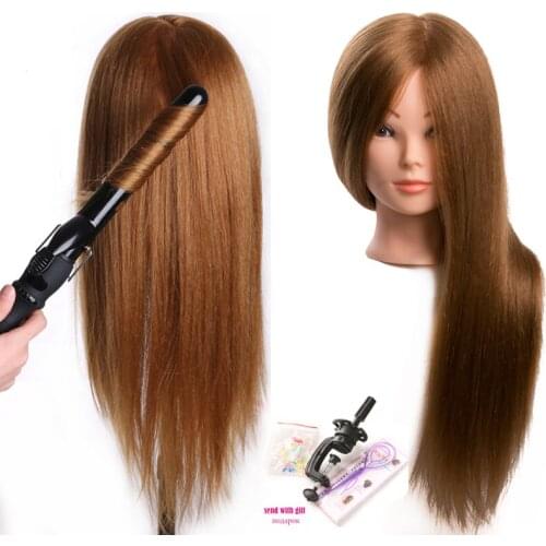 Training Head Dolls for Hairdressers 80 % Real Human Hair Mannequin Dolls Blonde Color Professional Styling Head Can be Curled
