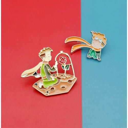 Little Prince Brooch Cute Cartoon Pin Jewelry Button Dress Rose Badge Female Enamel Drop Purpose Anti Light