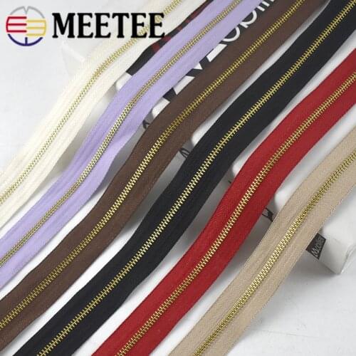 Meetee 2/4yards Light Gold Teeth 3# Metal Zipper Open-end for Bag Pants Pocket Shoes Repair Zip DIY Sewing Handmade Accessories