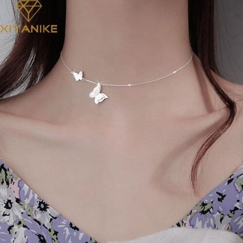 XIYANIKE Real 925 Sterling Silver Trendy Necklace for Women Exquisite Cute Butterfly Elegant Wedding Party Jewelry Wholesale
