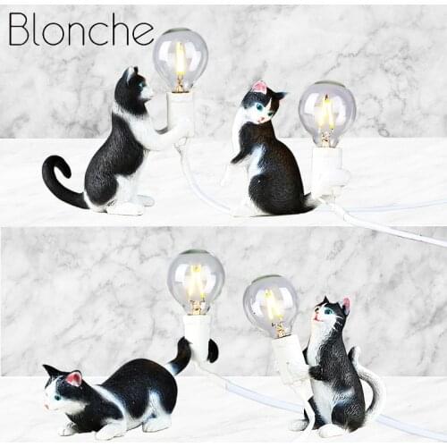 Nordic Creative Cat Table Lamp Living Room Bedroom Cafe Decoration Animal Cat Desk Light Mini Night Lamp for Children Kids Gifts