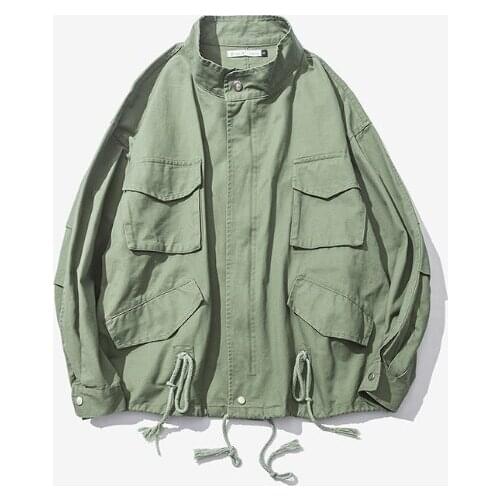 New Men Jacket Hip Hop Style Fashion Drawstring Pocket Coat Street Style Windbreaker