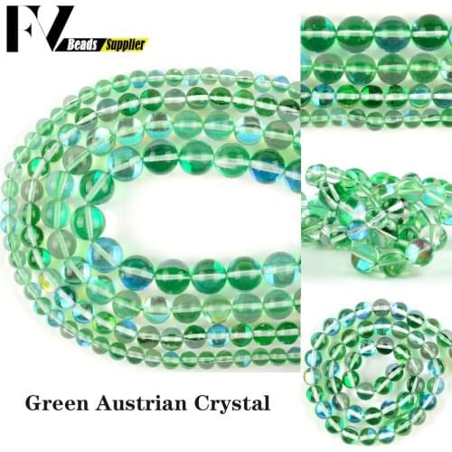 Wholesale Natural Green Austrian Crystal Flash Stone Round Loose Spacer Bead For Jewelry Making Bracelet Earring DIY 6/8/10mm