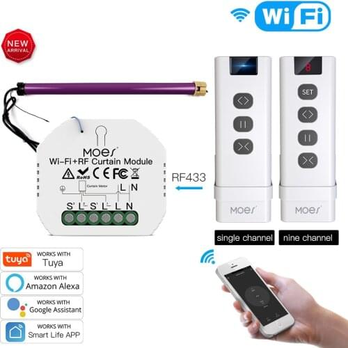 Tuya WiFi Blind Curtain Switch with Remote for Electric Roller Shutter ZigBee Smart Curtain module work with Alexa Google home