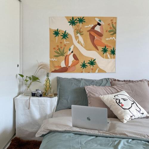 Geometric Print Beach Towel Beauty Girl Pattern Decorative Living Room Carpet Home Decor Polyester Tapestry Wall Fabrics