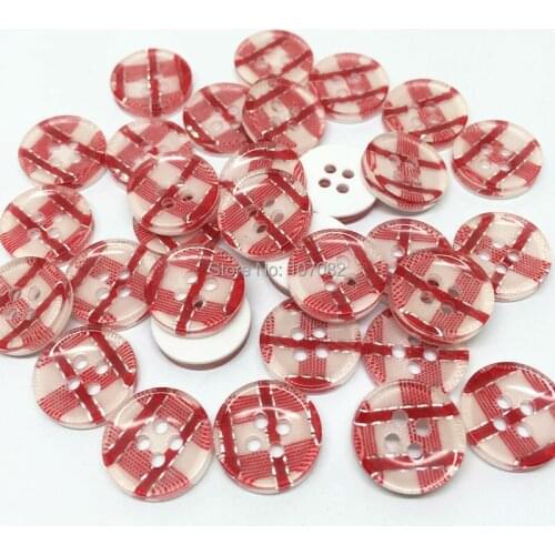 400pcs 12mm Clear Red Silver gingham Checks Buttons Sewing Accessory Resin Round Button Embellishment Cardmaking Crafts