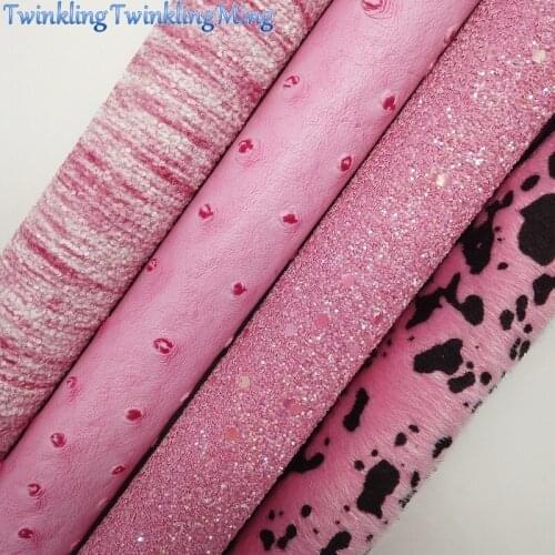 PINK Glitter Fabric, Ostrich Faux Fabric, Printed Fur Fabric Sheets For Bow A4 21x29CM Twinkling Ming XM861