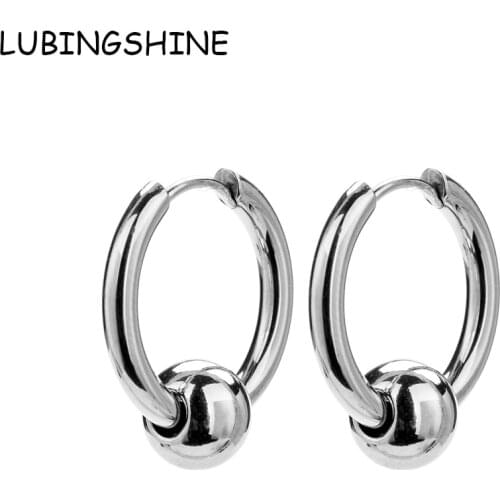 LUBINGSHINE Fashion Earrings for Women Man Jewelry Simple Stainless Steel Silver color Round Circle Hoop Earrings