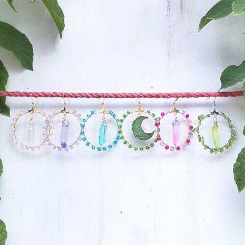 Natural quartz pendant Earrings, Fairy Tale Cores, Bohemia & Hippies, Cottagecore, Goblins, Crystal Reiki healing, Witchcraft