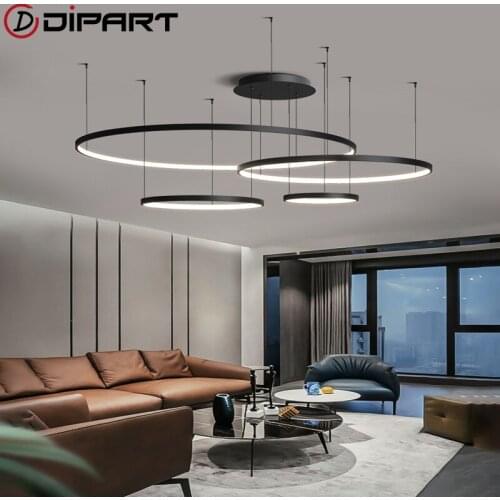 Modern Led Chandeliers Home Lighting Brushed 6Rings Ceiling Circle Lights For Interior Design Engineering Lighting Nordic