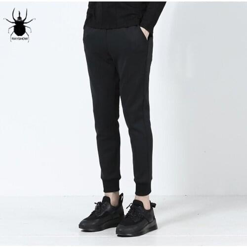 Slim slim, tight waist stretch stretch stretch stretch-fit sweatpants, mens fashion, tapered space cotton casual pantaloons