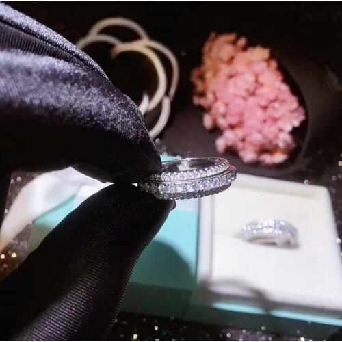 Bridal Jewelry 925 Sterling Silver Three-layer Square Zircon Engagement Ring Wedding Ring Sparkling 925 Silver Ladies Jewelry